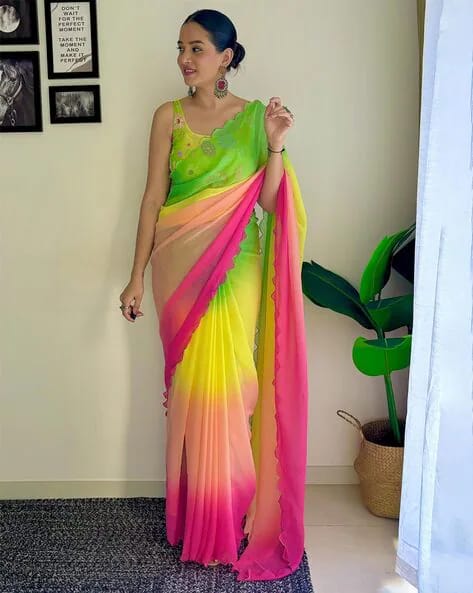 Women Multicolour Georgette Fancy Saree