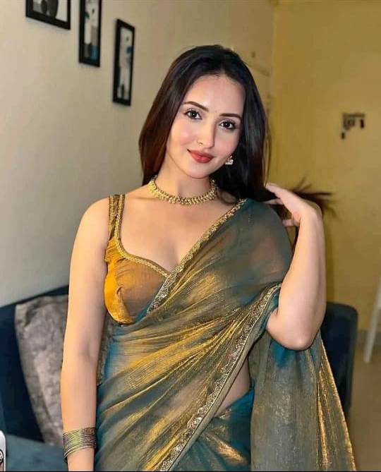 Golden Olive Metallic Sheen Saree with Designer Blouse – Party Wear Collection