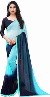 Multicolor georgette Dimond work Fancy Saree