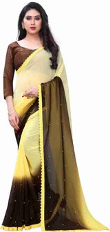 Multicolor georgette Dimond work Fancy Saree
