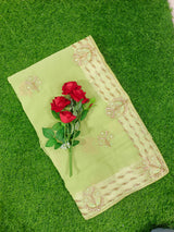 Yellow Georgette Embroidered Saree with Floral Border Work
