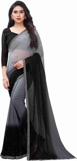 Multicolor georgette Dimond work Fancy Saree