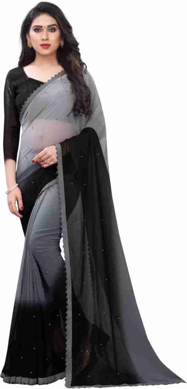 Multicolor georgette Dimond work Fancy Saree