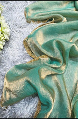 Golden Olive Metallic Sheen Saree with Designer Blouse – Party Wear Collection