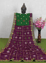 Traditional Bandhani Print Green Saree with Red Blouse – Embroidered Border
