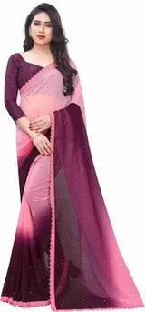 Multicolor georgette Dimond work Fancy Saree